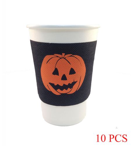 16 20 24 OZ Cold Cup Drink Sleeves Holder Halloween Party Pumpkin New 10 PCS