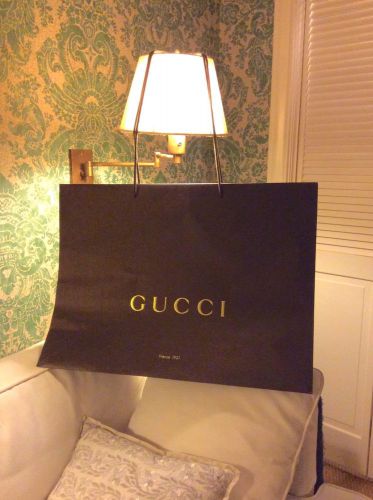 ENORMOUS Gucci Paper Shopping Bag LOGO Embossed 100% Authentic