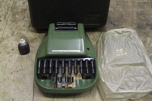 Vintage Green Stenograph Black Case Secretarial Shorthand Machine