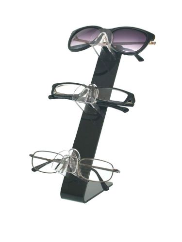 Acrylic Sunglasses &amp; Eyeglasses Display/Holder - Black w/Clear - 3 Tier