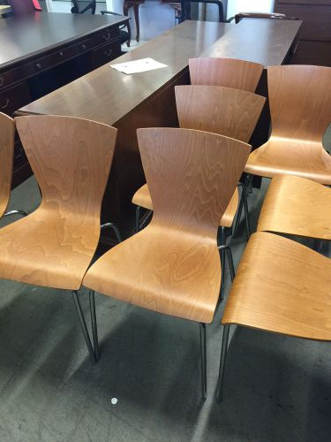 MODERN KITCHEN/CAFETERIA CHAIR w/ MED CHERRY COLOR WOOD &amp; CHROME LEGS