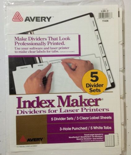 Avery Index Maker Clear Label Dividers, White, 5 Sets/Pack