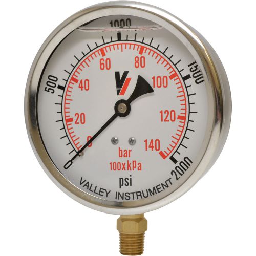 Valley grade a 4in stem mount glycerin filled gauge-0-2000 psi #4140gxb2000 for sale