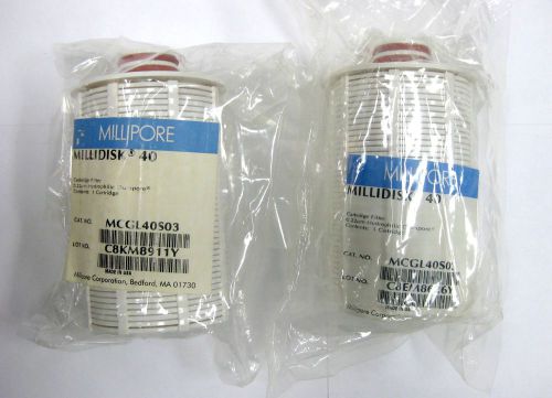 2x millipore millidisk 40 stack cartridge filters mcgl40s03 0.22 µm hydrophilic for sale