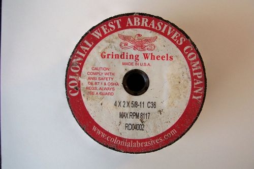 Colonial West 4 X 2 X 5/8-11 C36 GRINDING WHEEL RDO04002 Made in the USA