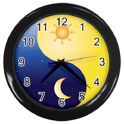 Ying Yang Sun And Moon Wall Clock (Black) Free Shipping
