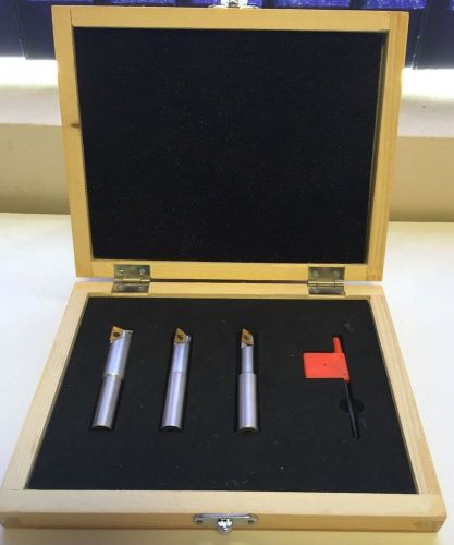 60-3003 micro 100 coolant thru end mill set: 1/2&#034; shank,  3&#034; oal  w/wooden case for sale