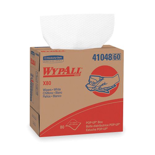 WypAll 41048, White disposable Wipes, 80 Sheets; PK5; FREE SHIPPING; (3A)