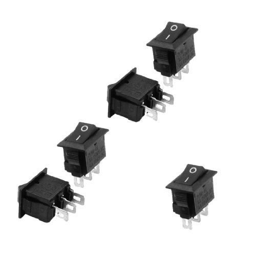 Uxcell 5 pcs ac 250v/3a 125v/6a 3 pins spdt on/off panel mount rocker switch for sale