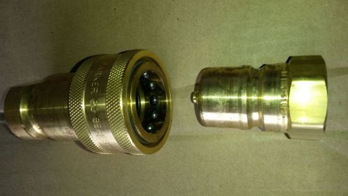 Parker New BH6-60 &amp; BH6-61 Brass Hydraulic Quick Connect Coupler Set 3/4&#034; NPT