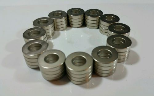 20 Neodymium Ring Magnets. Super Strong N48 Rare Earth. Diametric Poles