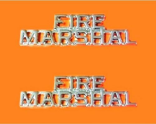 Fire marshal collar pin set cut out letters nickel fire dept police rank 2225 for sale
