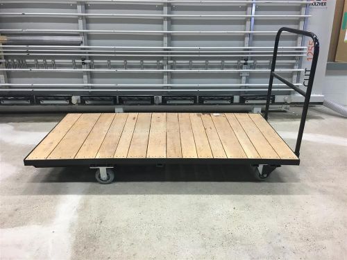 Industrial flat cart with oak deck and fork slots for sale