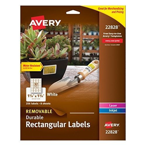 Avery Removable Durable Rectangular Labels, White, 1.25 x 1.75 Inches, Pack of