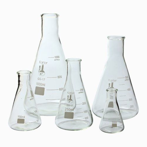 Erlenmeyer Flask Set 5 Piece Laboratory Glassware Science Lab Chemistry Beaker
