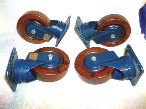 Set of 4 industrial darnell swivel casters 1 75 tpr nos for sale