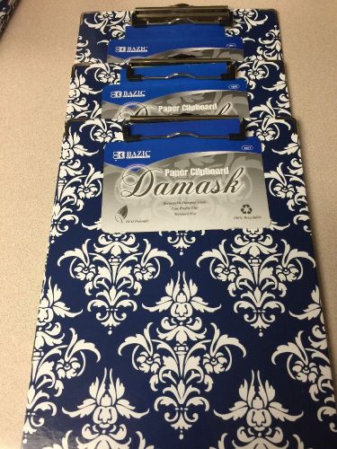 Set of 3 Navy  Damask Standard Size Clip Boards with Low Profile Clip NEW