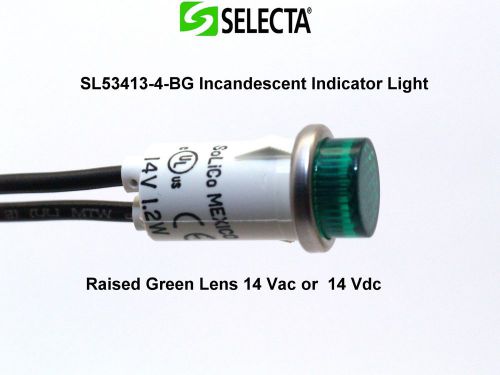 Selecta  SL53413-4-BG Incandescent Indicator Raised Green 14 Vac/Vdc  Qty: 3