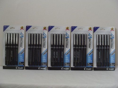 NEW 5 PILOT 5 PACK PRECISE V7 FINE 0.7MM BLACK INK ROLLER BALL PENS 26020