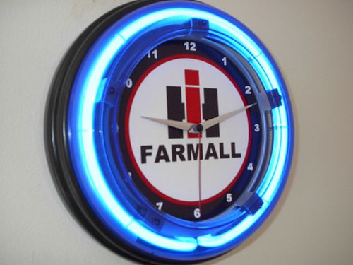 Farmall Tractor Barn Farm Neon Wall Clock Man Cave Advertising Sign