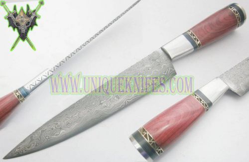 12.00&#039;&#039; Custom hand made beautiful damascus steel kitchen knife (uk-0091shf)