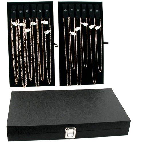 Wood Jewelry Display Case With 2 Necklace Inserts New keeping traveling Fashion