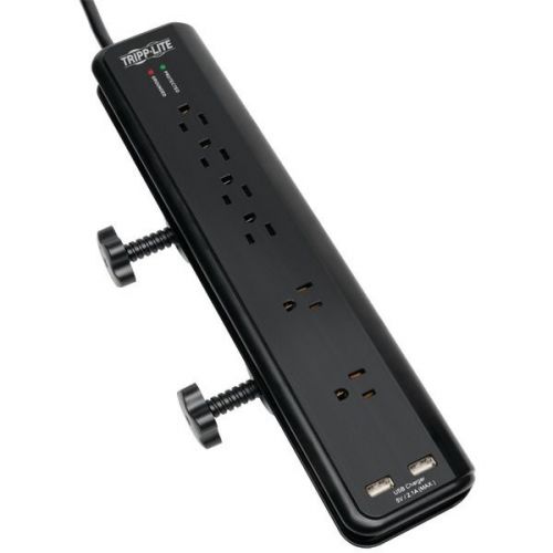 Tripp Lite TLP606DMUSB Surge Protector w/Clamps &amp; 2 USB Ports - 6 Outlet