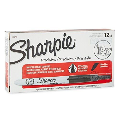 Sharpie 1735790 Retractable Ultra Fine Point Permanent Marker, Black, 12-Pack