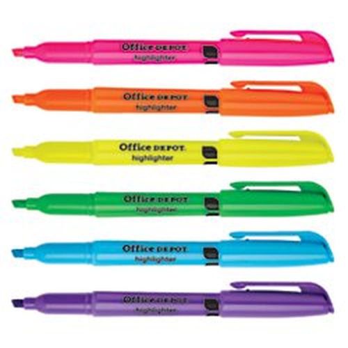Office Depot 100% Recycled Pen-Style Highlighters Assorted Pack Of 6 HY1002-6...
