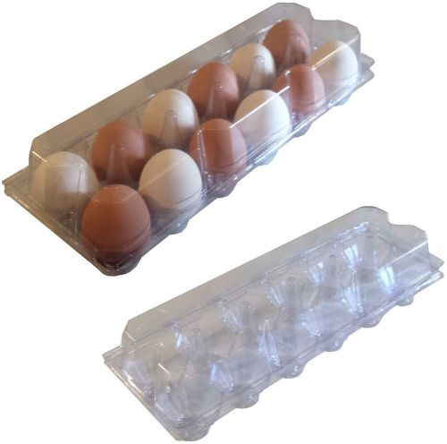 200 PK RITE FARM PRODUCTS 12 EGG CLEAR POLY CHICKEN CARTON TRAY POULTRY S-JUMBO