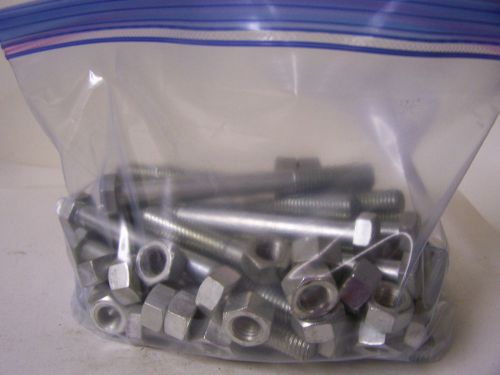 1/2-13 x 5&#034; hex head machine bolts with nuts zinc chromate plated qty. 25 for sale