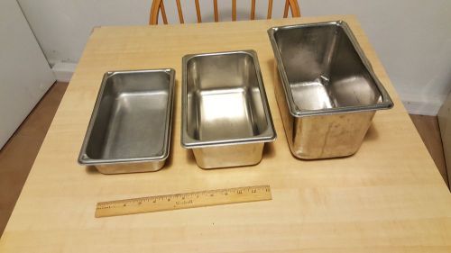 Vollrath 1/4 Pans, Lot of 3, Stainless Steel, 2&#034;-6&#034;, Restaurant, Catering