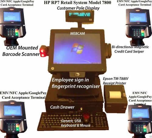 HP RP7 7800 15&#034; Screen Intel i5 2.5GHz 16GB 1TB E1L07AA apple/google Pay PIN pad