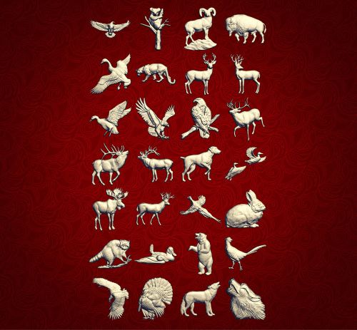 28 in 1 STL 3d Models for CNC Router Engraver Machine Relief Artcam Animal Pack