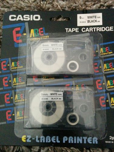 Casio EZ Label Tape Cartridges 2 Pack White Tape Black Ink 9mm