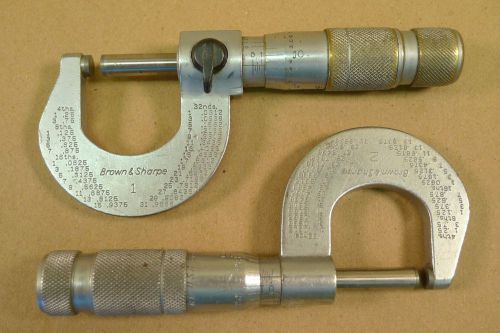 2 brown &amp; sharpe micrometers no. 1 &amp; n0. 2  0-1&#034; .0001&#034;  machinist tools *l for sale