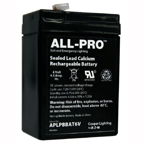 All-Pro Sealed Lead Calcium (SLC) Emergency Lighting Battery Pack APLPBBAT6V