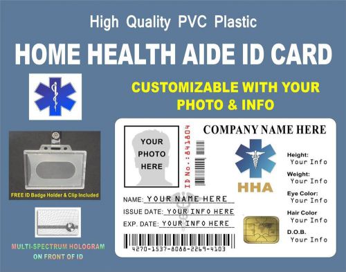 Hha (home health aide) id card / badge - customizable - nurse medical pvc id #2 for sale