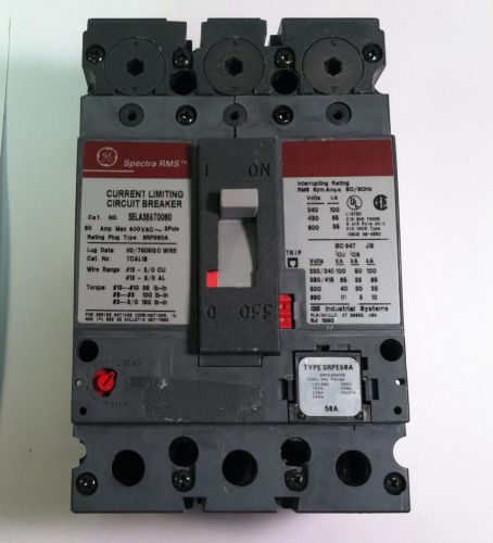GE General Electric SELA36AT0060 Spectra RMS Circuit Breaker 3Pole 60A 600V