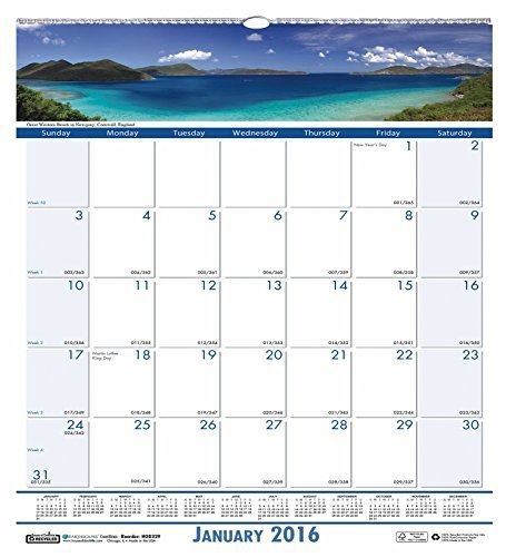 House of Doolittle 2016 Monthly Wall Calendar, 12&#034; x 12&#034;, Earthscapes Coastlines