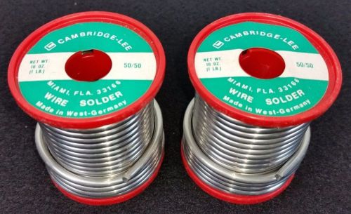 2 x 1 Pound Cambridge-Lee .125&#034; / 1/8&#034; Dia. 50/50 Tin/Lead Solid Solder Wire NOS