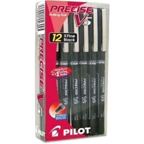 Pilot Precise V5 Needlepoint Rolling Ball Point Pen Extra Fine Black 12 Count