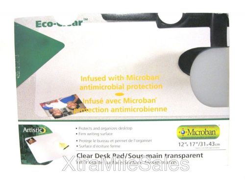 Artistic Eco-Clear 12&#034; X 17&#034; Clear Desk Pad Microban Antimicrobial Protection