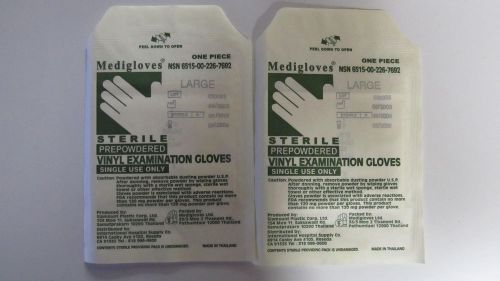Large Vinyl STERILE Prepowdered Exam Gloves by Medigloves (1 Pair)