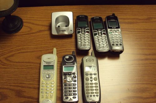 Lot of 6 corless phone handsets~1base~ Used~ For parts Only~