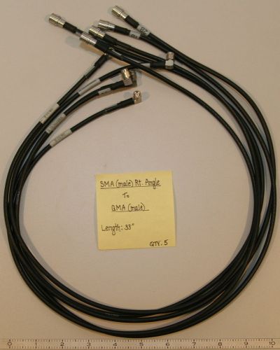 (5) QMA(Male) to SMA(Male) Right Angle Cables 33&#034;