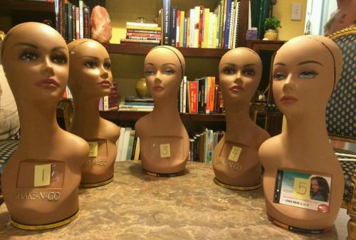 Lot of 5 Realistic Plastic Female MANNEQUIN head lifesize display wig hat