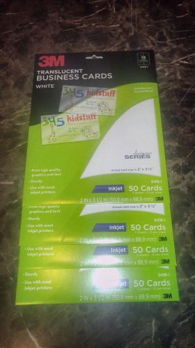 3M Inkjet Translucent Business Cards, 2 x 3 1/2, White, 50/PK x 4, 200 Card Lot