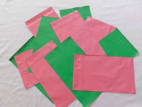 100 Glossy Pink &amp; Green Designer POLY MAILERS (9x12 inches) Shipping supplies,