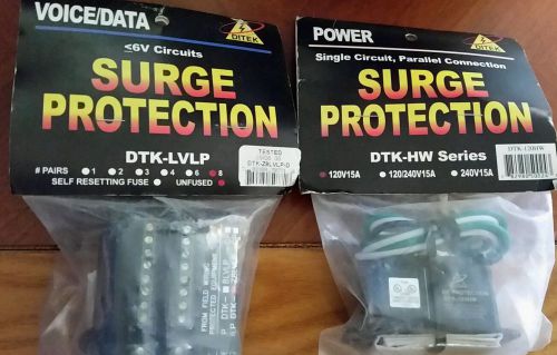 2 Ditek surge protection 1ea voice/data unfused 8 pairs/1ea power 120v15a new